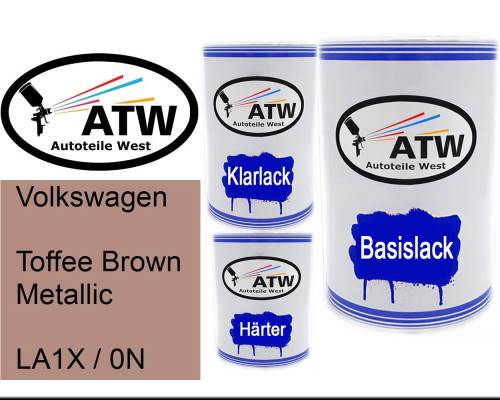 Volkswagen, Toffee Brown Metallic, LA1X / 0N: 500ml Lackdose + 500ml Klarlack + 250ml Härter - Set, von ATW Autoteile West.